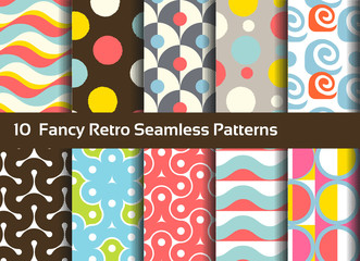 Abstract seamless patterns. Geometrical and ornamental motifs - 83927707