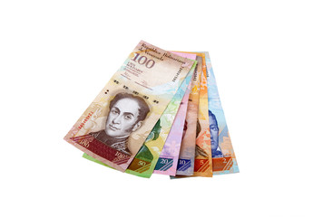 Obraz na płótnie Canvas Different Venezuelan bank notes.