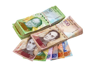 Obraz na płótnie Canvas Different Venezuelan bank notes.