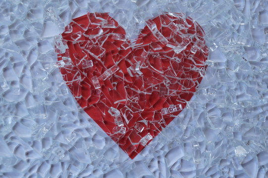 Broken glass and heart

