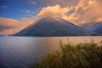 Fototapeta na wymiar Lake Lugano or Ceresio lake