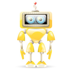 vector orange cartoon robot isolated on white