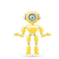 vector orange cartoon robot isolated on white