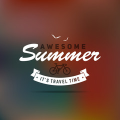 Retro summer vintage label on colorful background