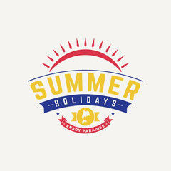 Retro summer vintage label on colorful background