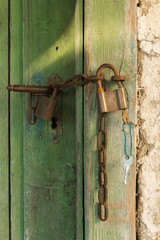 Locked wooden door