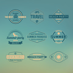 Retro summer vintage label on colorful background