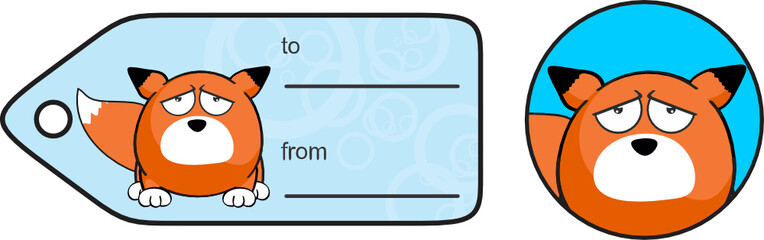 fox ball cartoon giftcard in vector format