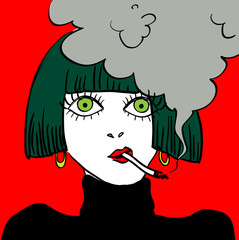 Smoking girl cartoon