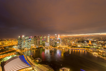 Panorama of Singapore skyline downtown