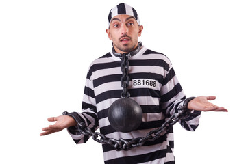 Prison inmate isolated on the white