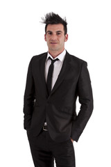 man with black suit isolated