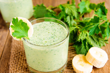 Banana smoothie with herbs