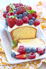 Berry cake with strawberry, raspberry and blueberry