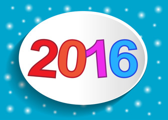 Надпись 2016 в овальной белой рамке на синем фоне