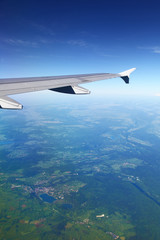Fototapeta premium View from plane on european landscape