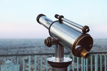 Obraz na płótnie Canvas Image of telescope overlooking for city