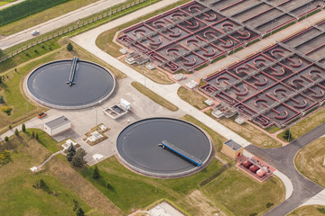 aerial view of sewage treatment plant