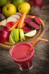 Fresh juice,Healthy drink on wood