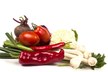 plucked young organic vegetables