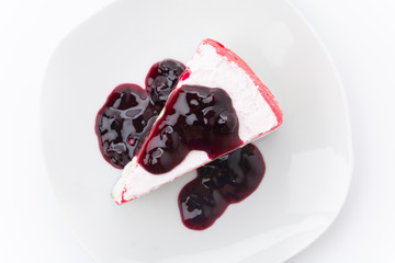 Rainbow crepe cake with blueberry jam