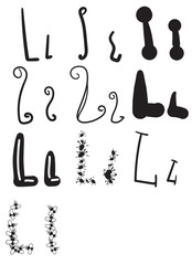 Set of ten different letters L, Vector