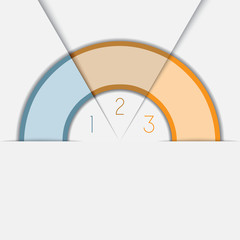 Color Semicircle template with text areas on 3 positions