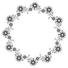 Floral round silhouette frame