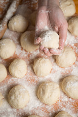 Fototapeta premium Small balls fresh homemade pizza dough