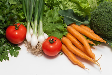 Fresh vegetables on white background