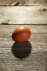 Chicken egg on grey wooden background