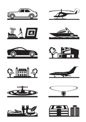 Luxury goods vehicles and property - vector illustration