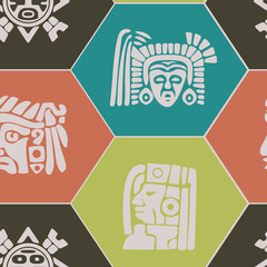 Seamless background with American Indians relics