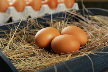 Eggs in straw