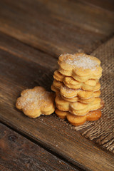 Cookies on brown wooden background