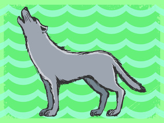 vintage background with wolf