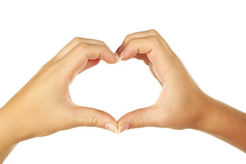 Fototapeta premium Woman hand making heart