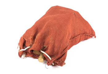 Red sack on white background