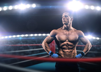 Fototapeta na wymiar A strong man in the ring