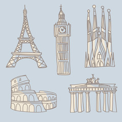 Travel landmarks doodle - 83942345