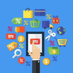 Abstract vector background. Flat icons and symbols. Design conce