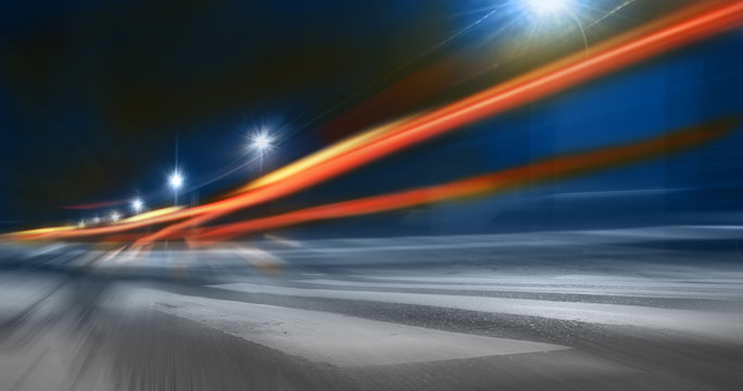 acceleration speed motion on night road © barbol
