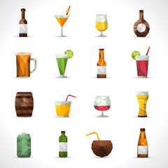 Alcohol Drinks Polygonal Icons