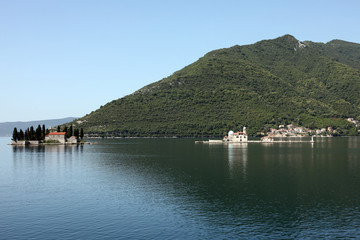 Fototapeta premium View on St.George (left) and Our Lady of the rocks (right), Perast, Montenegro
