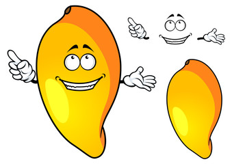Cartoon juicy tropical mango fruit