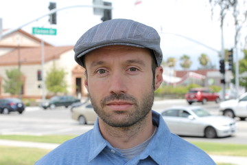 Portrait of a classic young man in the city