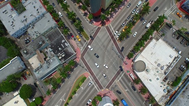 Aerial video of an intersection shot from above 4k