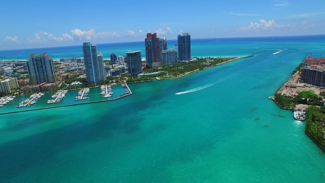 Aerial view of Miami Beach shot with a drone 4k