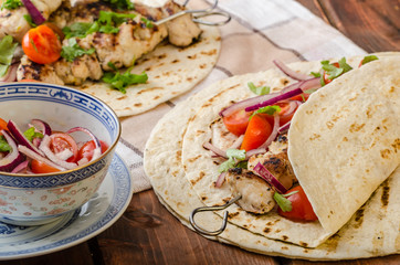 Turkey kebab with parsley salsa