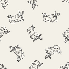 parrot doodle seamless pattern background